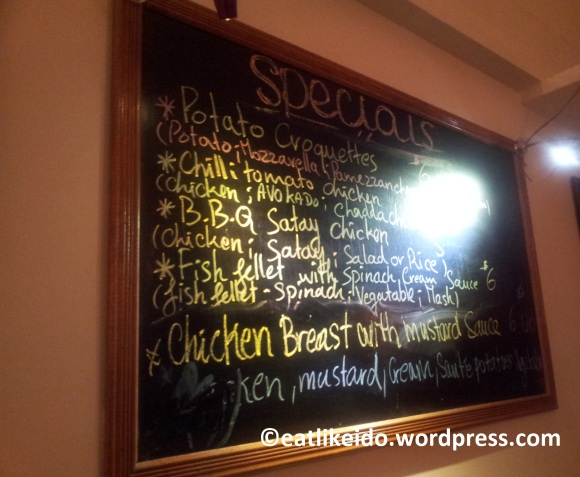 Special menus on the black board